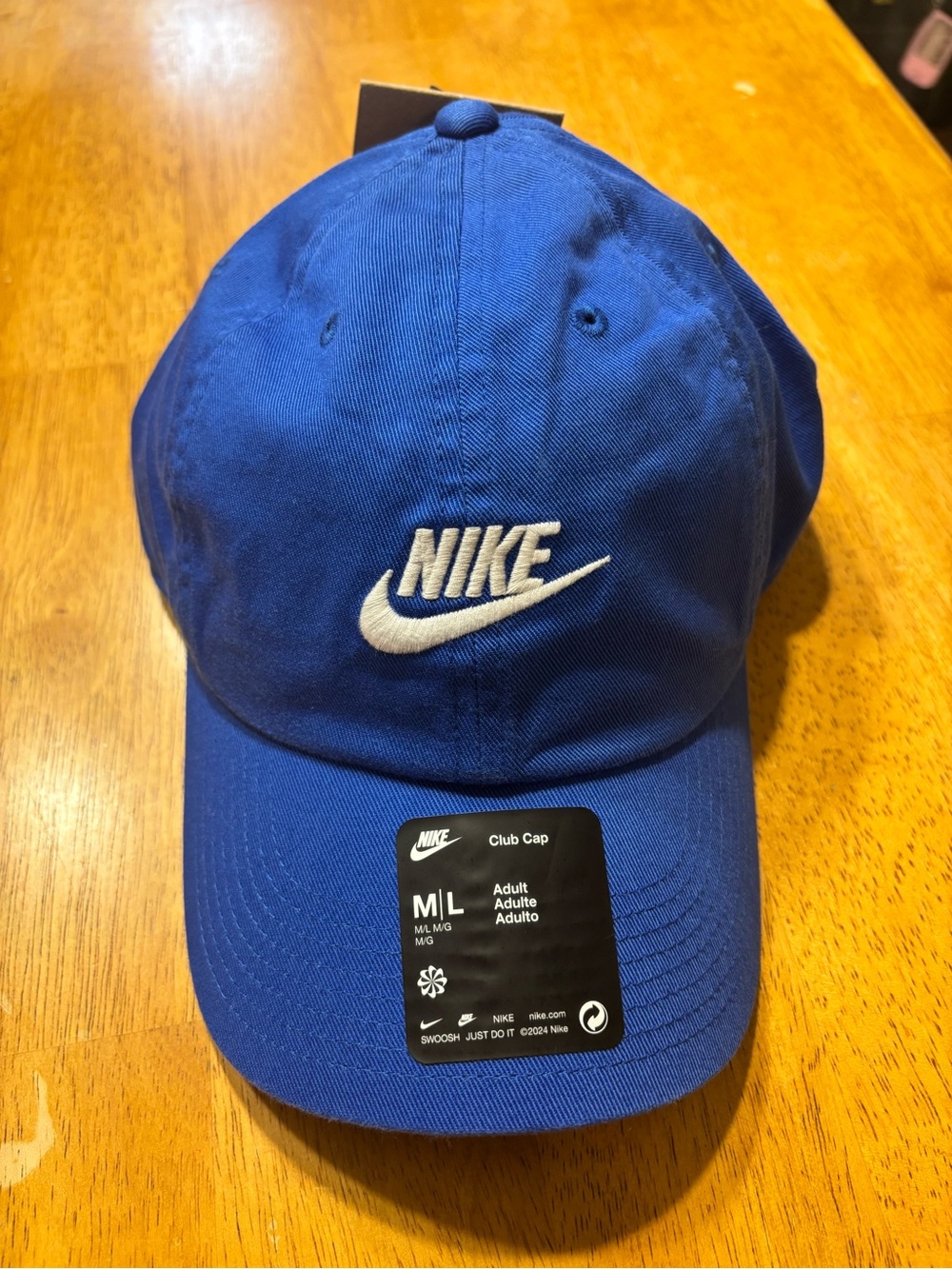 NWT Nike Club Cap Unstructured Futura Wash Baseball Hat - Game Royal Blue M/L